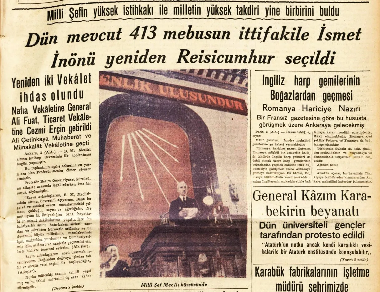 3 Nisan 1939: İsmet İnönü Yeniden Cumhurbaşkanı Seçildi