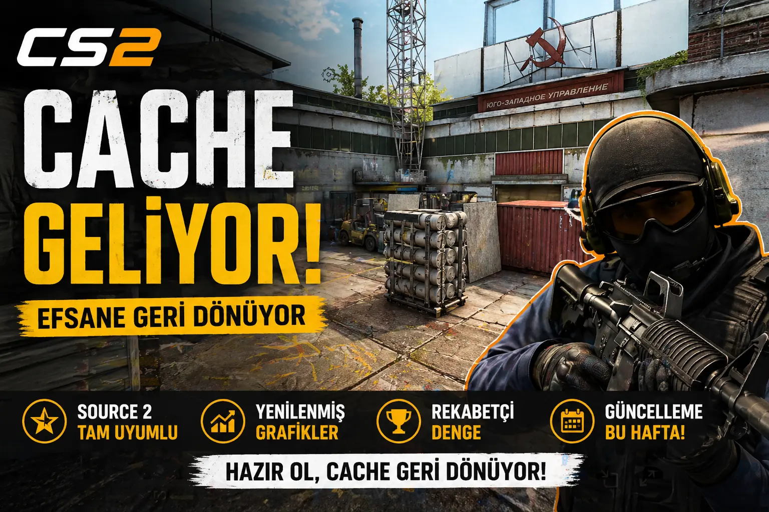 CS2’ye Efsane Geri Dönüyor: Cache Haritası Resmen Geliyor!