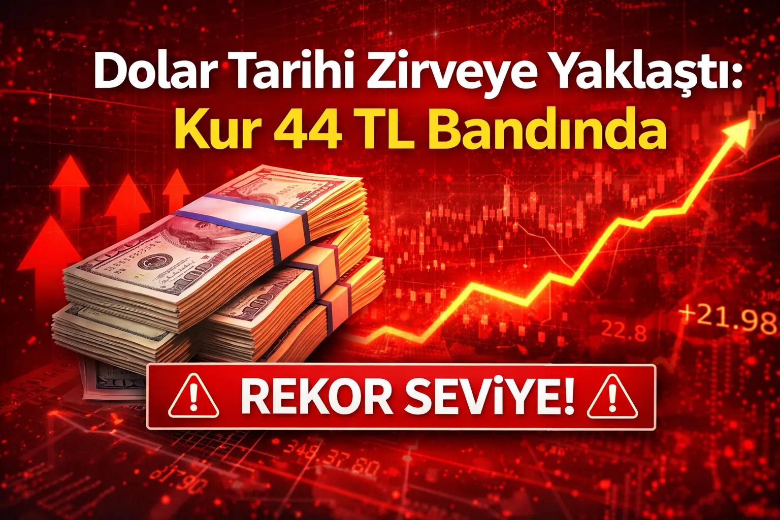 Dolar Tarihi Zirveye Yaklaştı: Kur 44 TL Bandında